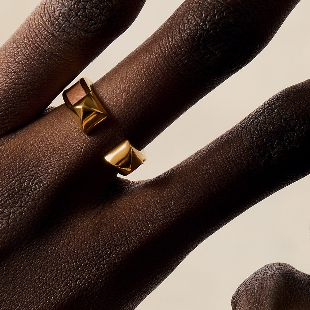 Hermes unisex Athena double stud ring band NEW